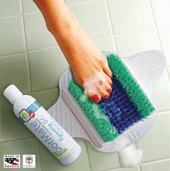 FootMate Shower Foot Scrubber & Rejuvenating Gel System – Exclusive Color: White Base with Blue & Teal Bristles