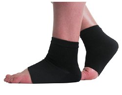 Gel Heel Socks for Dry Cracked Skin Moisturising Socks (Large Men (7-12)) (Large, Black)