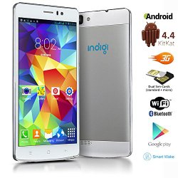 Indigi® GSM Unlocked 5.5-inch 3G Speed DualSim Android 4.4 Smart Cell Phone AT&T T-Mobile Straight Talk (White)