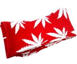 JUDIER New Marijuana Weed Leaf Cotton High Socks Men/Women (red+white)