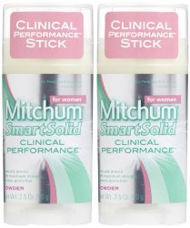 Mitchum Women Smart Solid Clinical Performance Antiperspirant & Deodorant, Powder – 2.5 oz – 2 pk