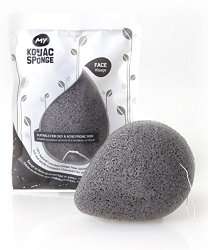 MY Konjac Sponge All Natural Korean Facial Sponge with Activated Bamboo Charcoa
