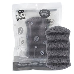 MY Konjac Sponge | All Natural Korean Loofah Infused Konjac Body Sponge with Activated Bamboo Charcoal
