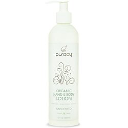 Puracy Organic Hand & Body Lotion, The BEST Natural Moisturizer, Unscented, All Skin Types, All Day Moisture, All Natural, 12 Ounce Bottle