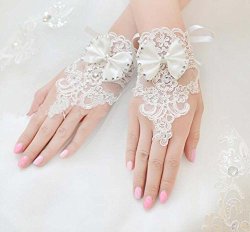 The Bride Marriage Yarn Dress Lace Short Gloves Wedding Gloves Mitten White