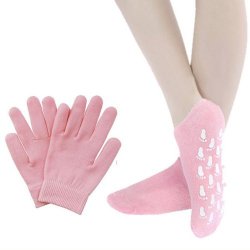 TinkSky Magic Unisex Beauty Spa Soften Whitening Moisturizing Treatment Skincare Gel Socks Gloves Set – Free Size (Pink)