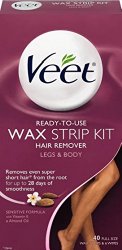 Veet Ready-to-use Wax Strip Kit, Hair Remover for Legs & Body , 40 Count