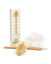 Zen Me Vitality Dry Body Brush with Wet Exfoliating Gloves