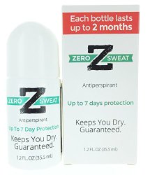 Zerosweat Antiperspirant-100% Guarantee-Up to 7 Day Protection Per Use-No Mess Application-1 Bottle Lasts up to 2 Months