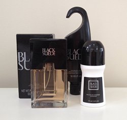 Avon Men Black Suede 3 Pc Set: Cologne Spray 3.4 Fl Oz, Hair & Body Wash, Roll On