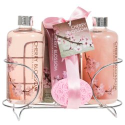 Cherry Blossom Spa Gift Set in Stainless Steel Caddy