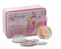 Disney Perfume Set 50ml /1.7 Oz Eau De Toilette Perfume Spray + Mirror + Hairbrush 3 Piece Set for Girls (Princess Aurora)