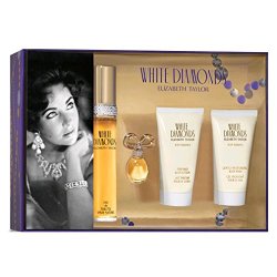 Elizabeth Taylor’s White Diamonds 4 Pc Gift Set for Women Includes 1.7 Oz Cologne (EDT) Spray, .12 Oz Perfume (EDP), 1.7 Oz Body Lotion, and 1.7 Oz Body Wash