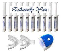 Esthetically Yours At home Teeth Whitening Kit includes 10 syringes of 44% carbamide peroxide tooth whitening gel, Light, Mouth Trays