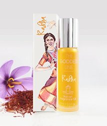 Radha 1/3 Ounce Roll On Fragrance – Organic Essential Oils Of: Bulgarian Rose, Peach, Saffron, Cinnamon, Black Pepper, Jasmine and Sandalwood.