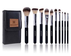 SHANY Ombre Pro 10 Piece Essential Brush Set with Travel Pouch, Black