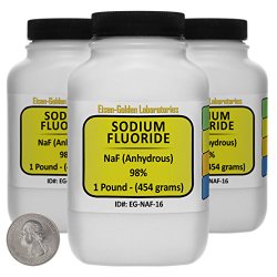 Sodium Fluoride [NaF] 98% Reagent Grade Powder 3 Lb in Three Space-Saver Bottles USA