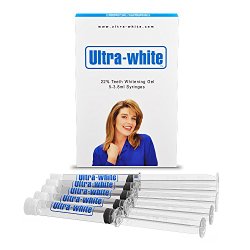 Teeth Whitening Gel- Ultra White© Pharmaceutical Grade 22% System for Whitening Only One Hour a Day- Large 5 Syringe-#1 Brand Prescribed By Cosmetic Dentists