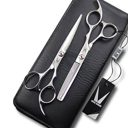 1set 6 inch Professional Barber Hair Scissors MING (HY-DT6.0) Cutting & Thinning Scissors Kit , 9CR13 Steel Shears