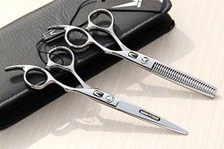 1set Professional Barber Hair Scissors MING (HY-UF) Cutting & Thinning Scissors Kit , Japanese 420C Steel Shears (5.5 inch Kit)