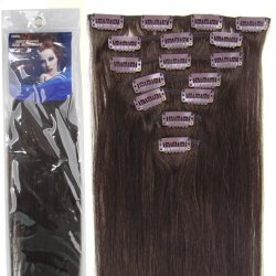 20”7pcs Fashional Clips in Remy Human Hair Extensions 24 Colors for Women Beauty Hot Sale (#02-dark brown)