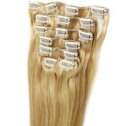 20inch Long Straight #18/22 Mix Blonde 100% Human Hair Clip in Extension 7pcs He07