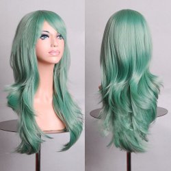 28 ” Long Big Wavy Hair Heat Resistant Cosplay Wig Hair Extensions Mint Green