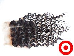 4″*4″ Lace Closure Bleached Knots 3 Part Peruvian Virgin Human Hair Deep Wave Natural Colour (trademark:DaJun)
