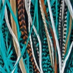5 Genuine 8″-10″ Turquoise,brown,white & Grizzly Feathers for Hair Extension