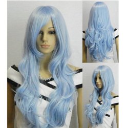 AGPtek 33 inch Heat Resistant Curly Wavy Long Cosplay Wigs-light blue