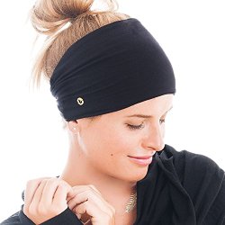 BLOM Multi-Style Headband for Sports or Fashion, Yoga or Travel. Happy Head Guarantee – Super Comfortable. Designer Style & Quality. Black.