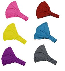 Bright Set of 6 Multi Function Solid Wide Headbands, Headwraps