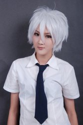 COSPLAZA (TM) Cosplay Wigs short white Halloween Party Full Hair with Free Cap Gintama Free Wig Net