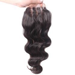 Elva Hair 3 Part Closure Body Wave Virgin Brazilian Hair 130% Density Lace Closure (8 Inch)