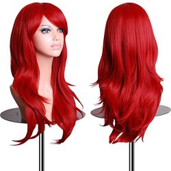 EmaxDesign Wigs 28 inch Wavy Curly Cosplay Wig With Free Wig Cap and Comb (Red)