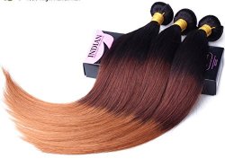 Generic 100% Remy Human Hairs 6a Grade Brazilian Hair Extension 16 Inch Straight(pack of 3, #1b-#4-#30)
