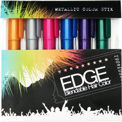 Hair Chalk | Metallic Glitter Temporary Hair Color – Edge Chalkers – Lasts up to 3 Days, No Mess, Built in Sealant, 80 Applications Per Stick, Works on All Hair Colors-6 COUNT.