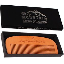 Hair Comb – Wood with Anti-Static & No Snag Handmade Brush for Beard, Head Hair, Mustache with High Quality Design in Gift Box by Rocky Mountain