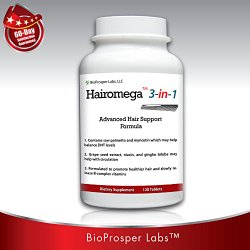 Hairomega 3-in-1 DHT Blocker, Nutrient Providing, Circulation Improving Supplement for Hair Loss or Hair Thinning