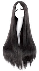 iLoveCos 35″ Women Wig Long Hair Heat Resistant Spiral Straight Costume Cosplay Wig Black