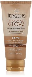 Jergens Glow Face Daily Moisturizer Sunscreen SPF 20, Fair to Med, 2 Ounce