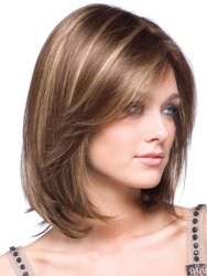 M4U Womens Gold Shoulder Length Straight Synthetic Fabulous Medium Wig For Woman