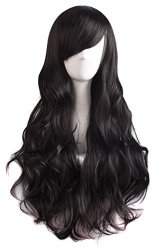 MapofBeauty Charming Women’s Long Curly Full Hair Wig (Black)