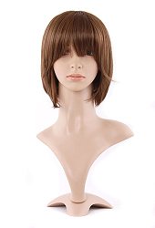 MapofBeauty Natural Designer Short-length Synthetic Straight Wigs-Light Brown