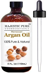 Moroccan Argan Oil for Hair and Face From Majestic Pure,  100% Natural, Organic, Cold Pressed & Triple Extra Virgin Grade 1 Argan Oil – 4 Oz