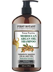 Morroccan Argan Oil Shampoo with Restorative Formula 16 fl. oz. Gentle & Sulfate Free for All Hair Types. Cleanses, Revives, Hydrates, Detangles Hair & Revitalizes the Scalp & Split-Ends