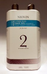 Nioxin System 2 Cleanser & Scalp Therapy Duo (Natural Hair: Noticeably Thinning) 33.8 oz (1 Liter)