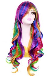 Nouqi® Long Rainbow Rock Ombre Spring Bouquet Cosplay Girls Party Wig C57