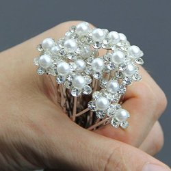 Outop 20pcs Wedding Bridal Pearl Flower Crystal Hair Pins Clips Bridesmaid HOT