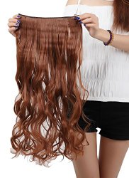 S-noilite 24 Inches Curly 3/4 Full Head Clip in Synthetic Hair Extensions One Piece 140g(30#-Light Auburn)
